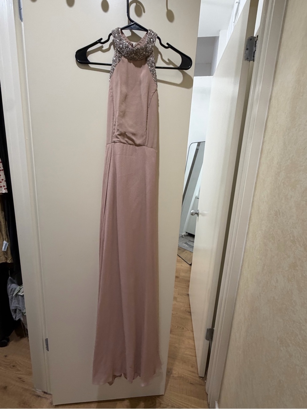 ASOS Dusty Pink Embellished Halter Maxi Dress